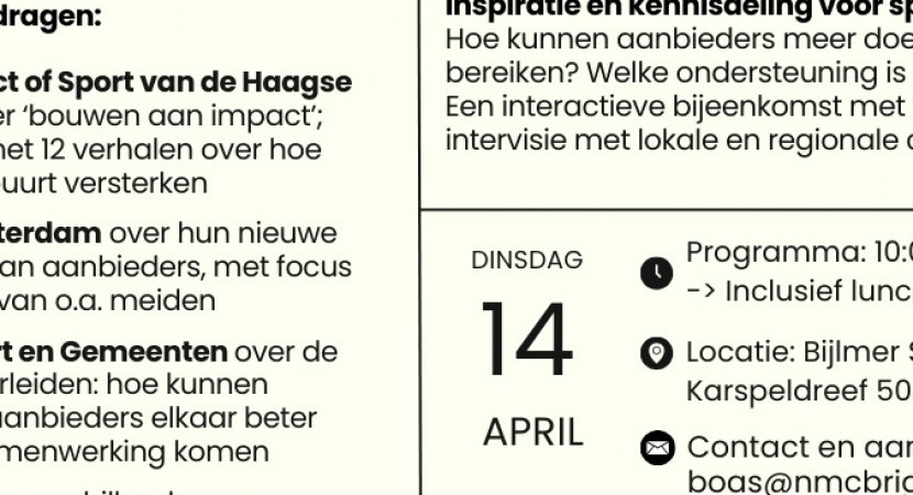 Inspiratiebijeenkomst maatschappelijke impact met sport- en beweegaanbieders